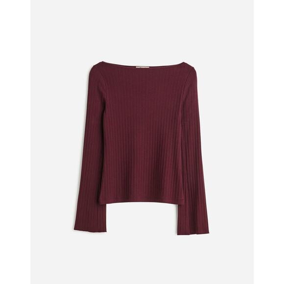NWT Madewell Ribbed Long-Sleeve Boatneck Top - MSRP $52 - Picture 1 of 3